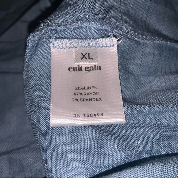 CULT GAIA Lola Smocked Linen Midi Dress Blue Steel NWT - Picture 12 of 13